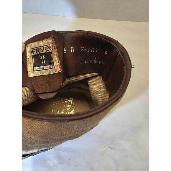 Frye Women's Brown/ Beige Veronica Canvas/Leather Shortie Ankle Boots Size 8B - Picture 14 of 16